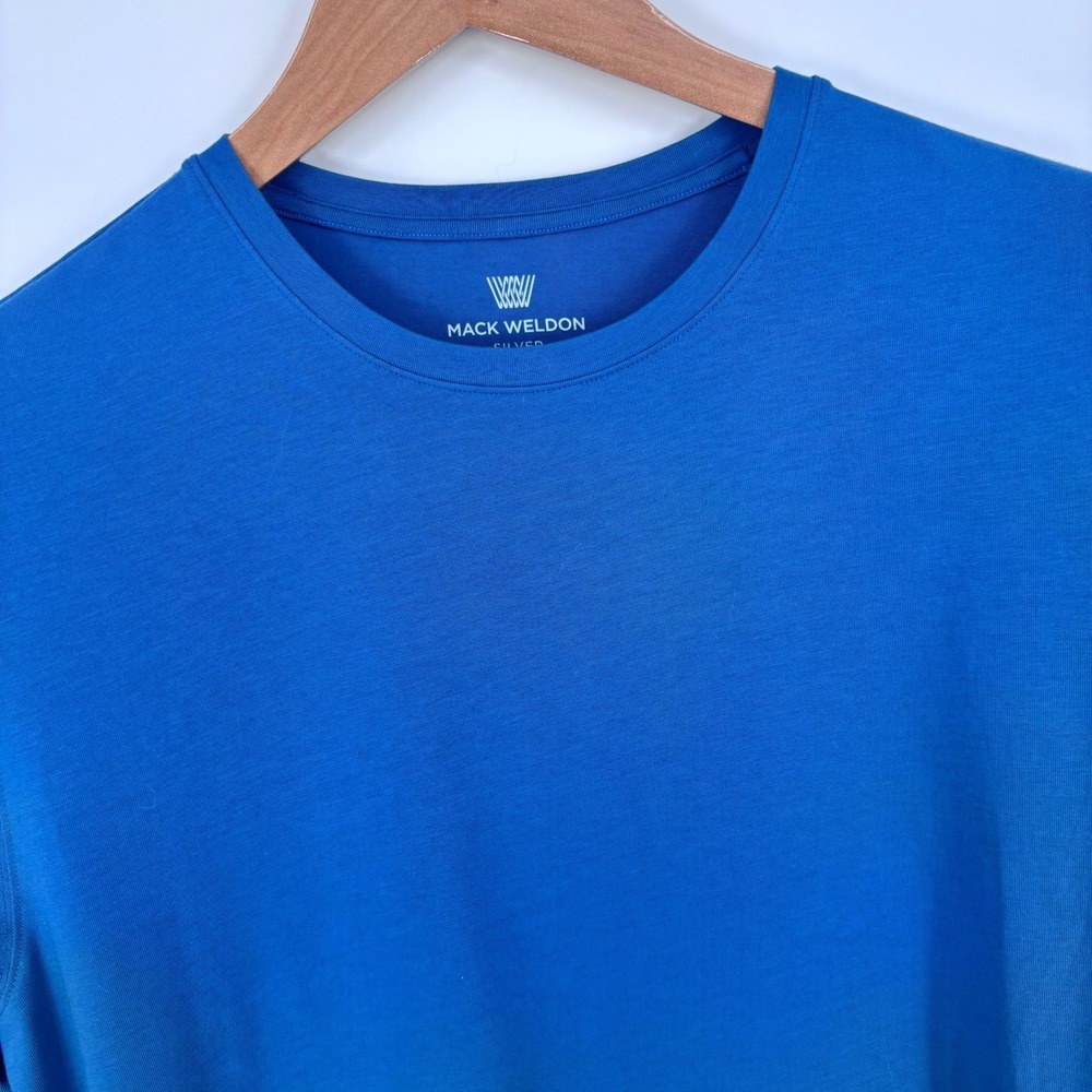 Mack Weldon Silver Long Sleeve Shirt Mens Large Blue Supima Cotton Antimicrobial